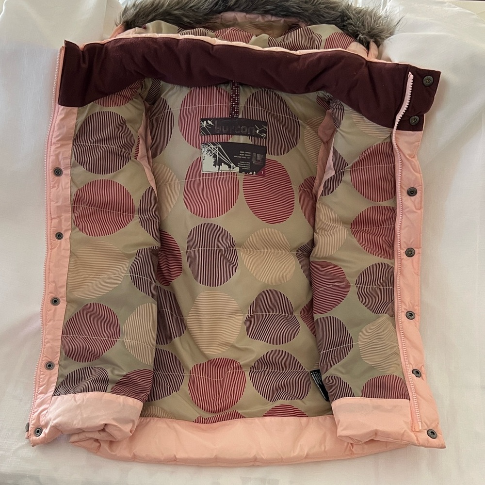 Burton~Puffy Vest / Pink With Faux Fur removable Hood - Picture 2 of 15